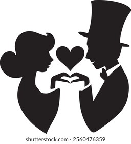 woman man silhouette vector looking at each other, couple in love
