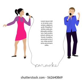 Woman Man Singing Into Microphone Friends Stock Vector (Royalty Free ...