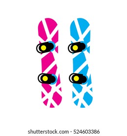 woman and man Snowboards icons. Vector illustration