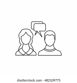 Woman and man with speech bubbles icon in outline style on a white background vector illustration