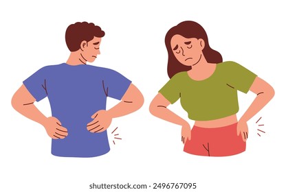 Woman and Man Suffering from Lower Back Pain