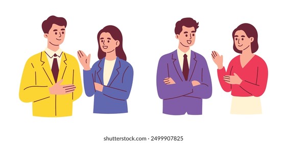 Woman and Man are Talking Having Discussion