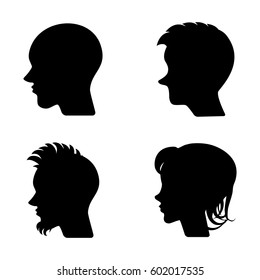 Woman and Man Vector Profiles or Cameo Silhouettes