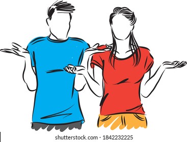 woman and man with why gesture vector illustration
