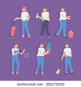 woman and man wiping with equipment