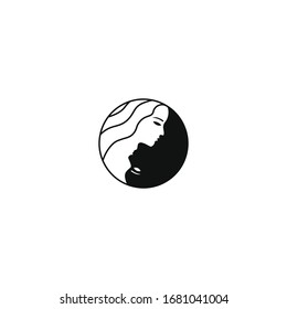 Woman and man yin and yang logo design concept. Vector illustration isolated on white background