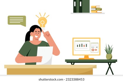 Woman Manager Making Open Plan In Office Illustration