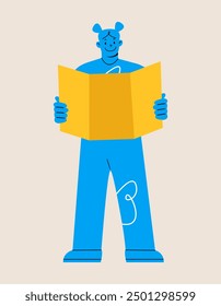 Woman with map looking for the way or direction. Colorful vector illustration