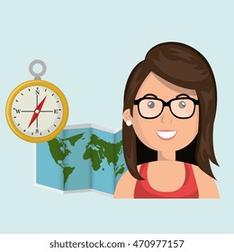 woman map world global travel vector illustration eps 10