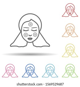 Woman, mask, cucumber in multi color style icon. Simple thin line, outline vector of anti age icons for ui and ux, website or mobile application