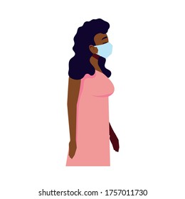 Woman with mask design of Medical care and covid 19 virus theme Vector illustration