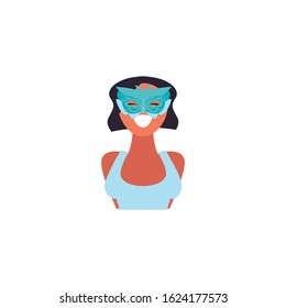 Woman with mask design, Party celebration event happy birthday holiday surprise anniversary and decorative theme Vector illustration