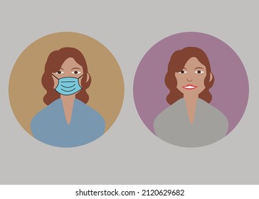 woman in a mask, doctor in a mask, coronavirus, covid - 19 pandemic of medical health risks.
