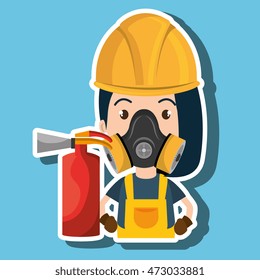 woman mask extinguisher icon vector illustration eps 10