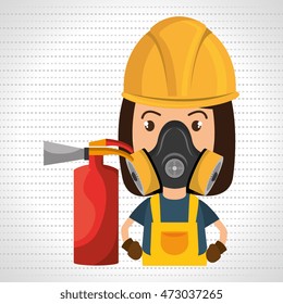 woman mask extinguisher icon vector illustration eps 10