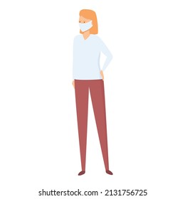 Woman in mask icon cartoon vector. Business healthcare. Safety work