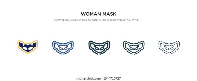 woman mask icon in different style vector illustration. two colored and black woman mask vector icons designed in filled, outline, line and stroke style can be used for web, mobile, ui