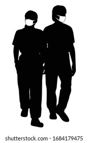 woman with mask silhouette vector