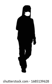 woman with mask silhouette vector