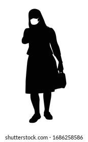 woman with mask silhouette vector