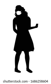 woman with mask silhouette vector