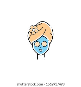 woman with mask in spa fill style icon vector illustration design