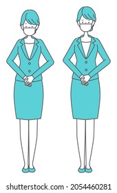 A woman in a masked suit who cleverly gives a bow