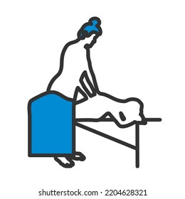 Woman Massage Icon. Editable Bold Outline With Color Fill Design. Vector Illustration.