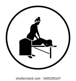 Woman Massage Icon. Thin Circle Stencil Design. Vector Illustration.