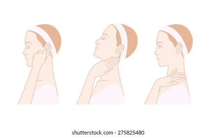 Woman to massage the neck and ears