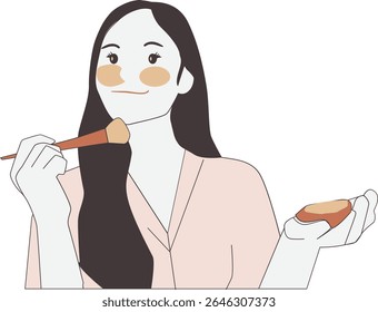A woman is massaging her face as part of her skincare routine isolated on a white background. Beauty and wellness concept.