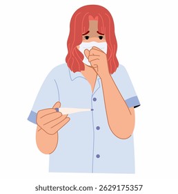 Woman measuring body temperature.Woman suffering from fever 