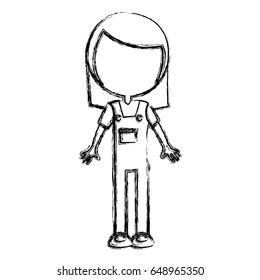 woman mechanic worker with overalls