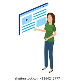 woman with media player interface