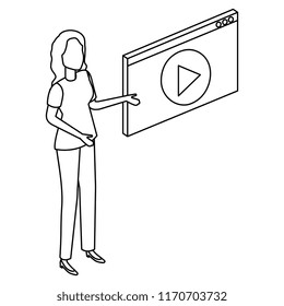 woman with media player interface