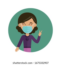 Woman in medical face mask. Novel coronavirus (2019-nov). Coronavirus in China. Vector illustration. Concept of coronavirus quarantine. 