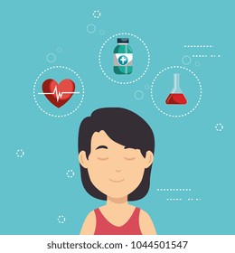 woman with medical icons