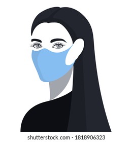 Woman in medical mask. Flat illustration. Vector EPS 10.