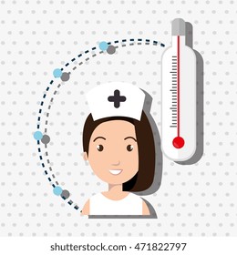 woman medical staff thermometer vector illustration design