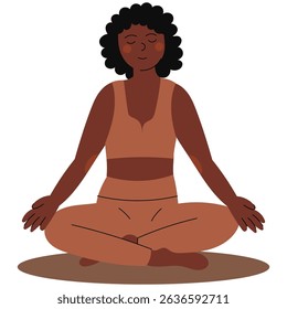 Woman meditating in a calm and peaceful environment. Mindfulness, relaxation, self-care and mental health concept.