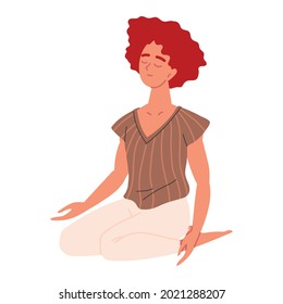 woman meditating and concentrated isolated