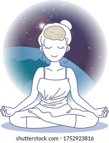 Woman meditating / connection to the universe