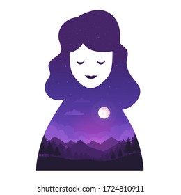 Woman meditating and finding peace