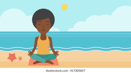 Woman meditating in lotus pose.