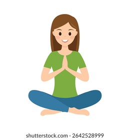 Woman meditating in lotus pose peaceful yoga practice