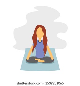 Woman meditating, lotus pose, vector art