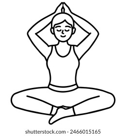 Woman meditating in lotus position, illustrating body parts and features