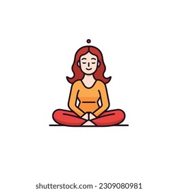 A woman meditating in a lotus position. Illustration of a girl sitting in a lotus position. isolated in white background. vector illustration. outline style meditation girl icon. 