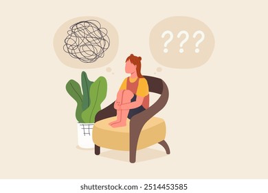 Woman meditating in nature with sun, moon on side. Concept illustration for yoga, meditation, relax, recreation, healthy lifestyle. Vector illustration in flat cartoon style.