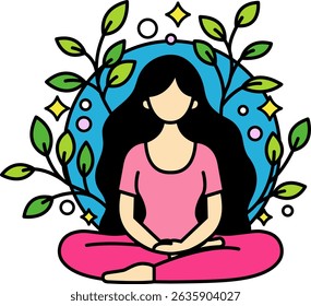 A woman is meditating peacefully